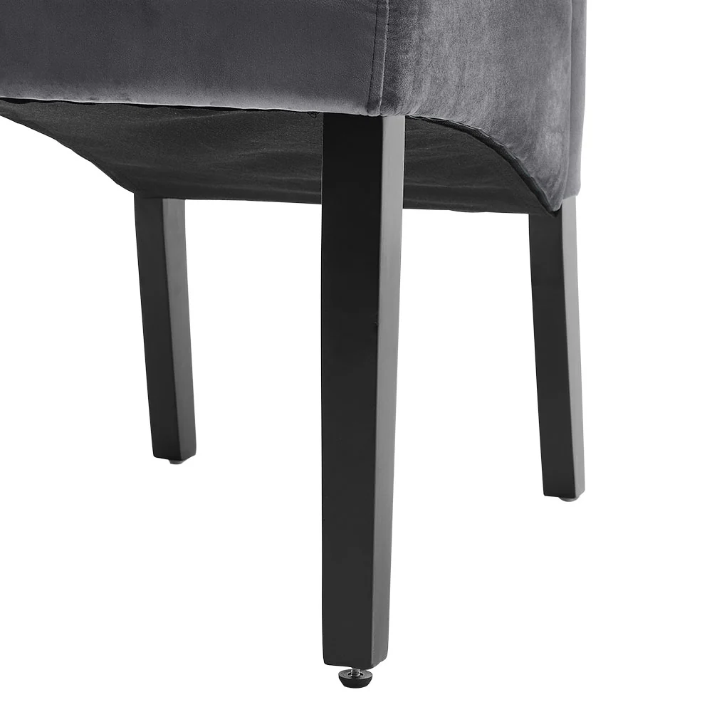 Livingandhome Set of 2 Grey Velvet High Back Dinning Chair - Image 3