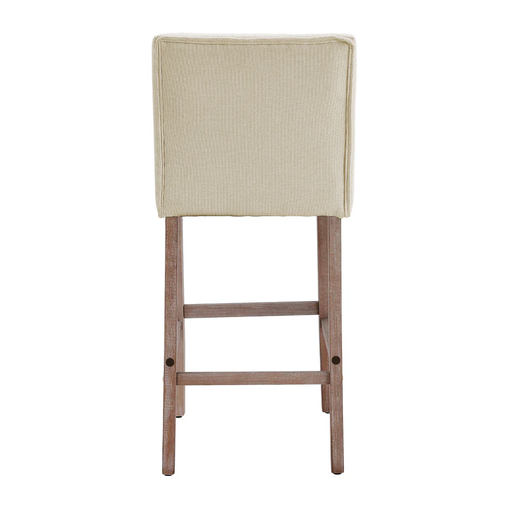 Livingandhome Set of 2 Linen Tufted Bar Stools with Wood Legs - Image 7
