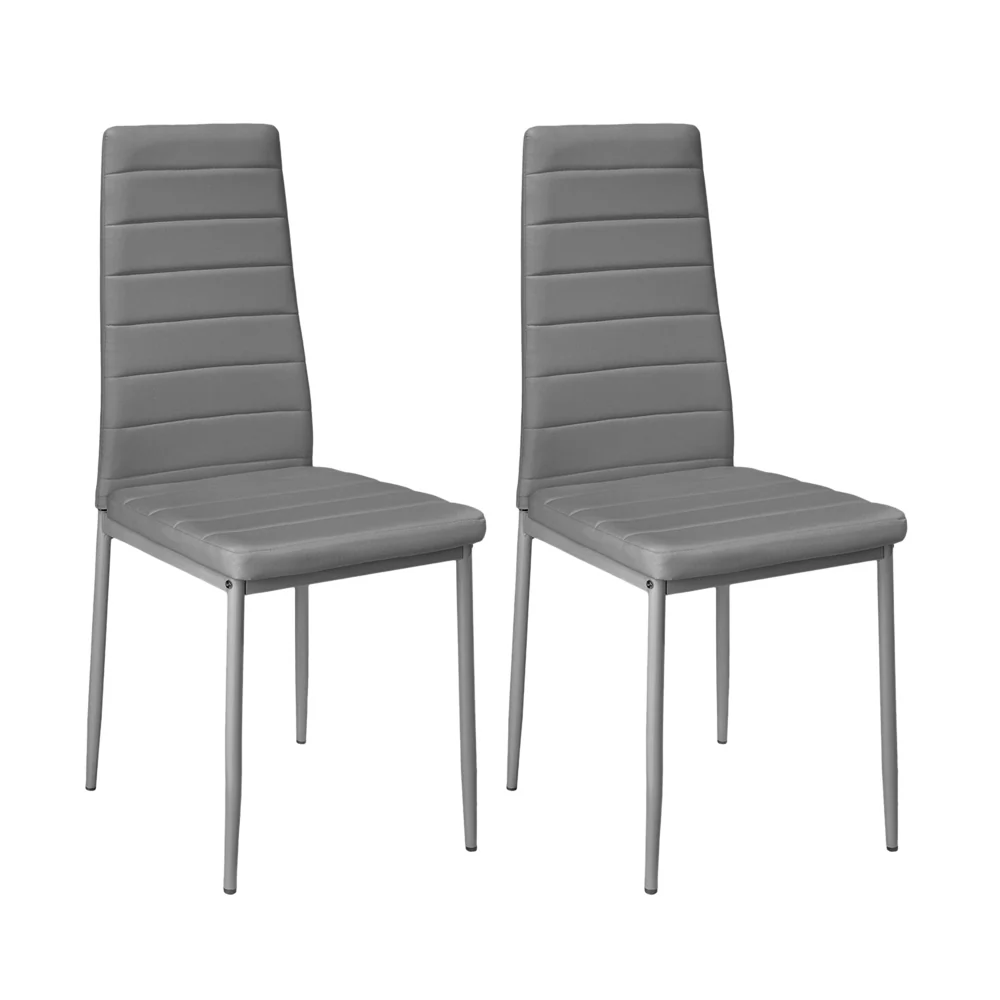 Livingandhome Set of 2 Modern Faux Leather Armless High Back Dining Chairs - Image 2