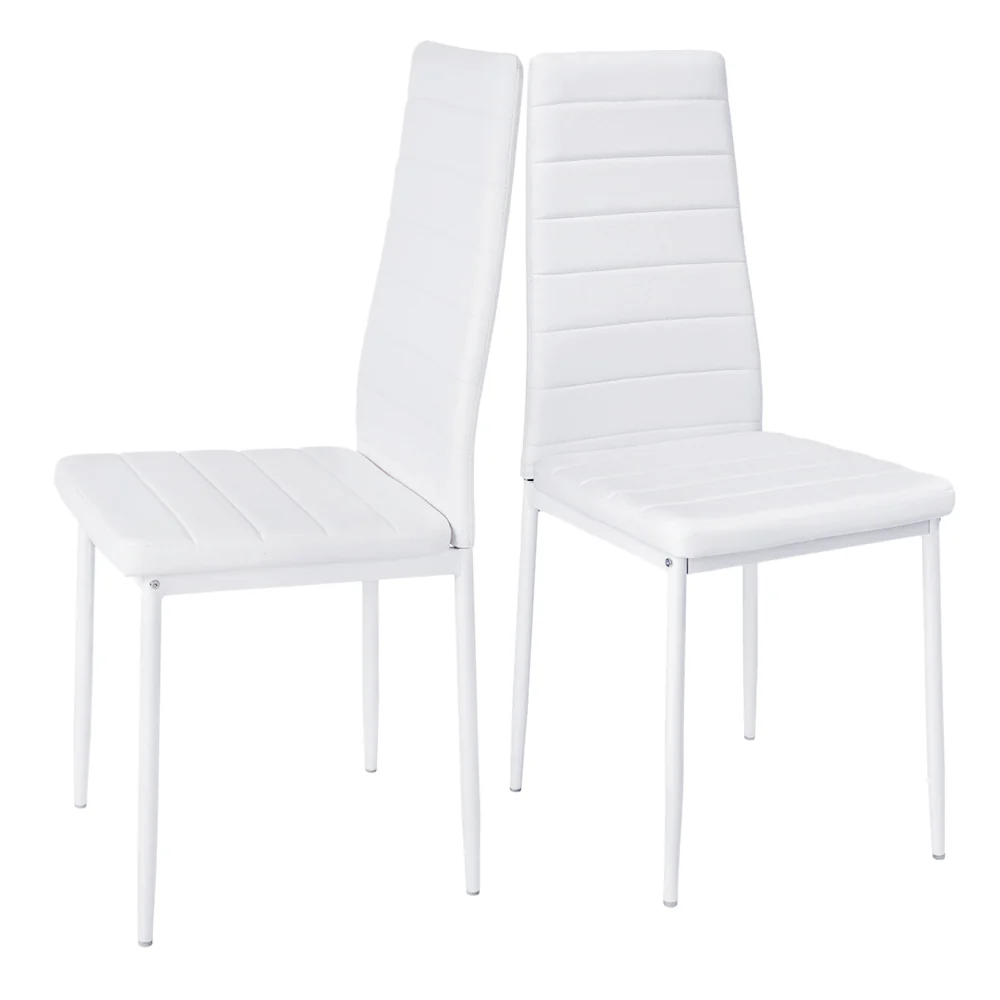 Livingandhome Set of 2 Modern Faux Leather Armless High Back Dining Chairs - Image 3