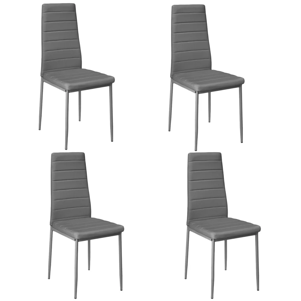 Livingandhome Set of 4 Modern Faux Leather Armless High Back Dining Chairs - Image 2