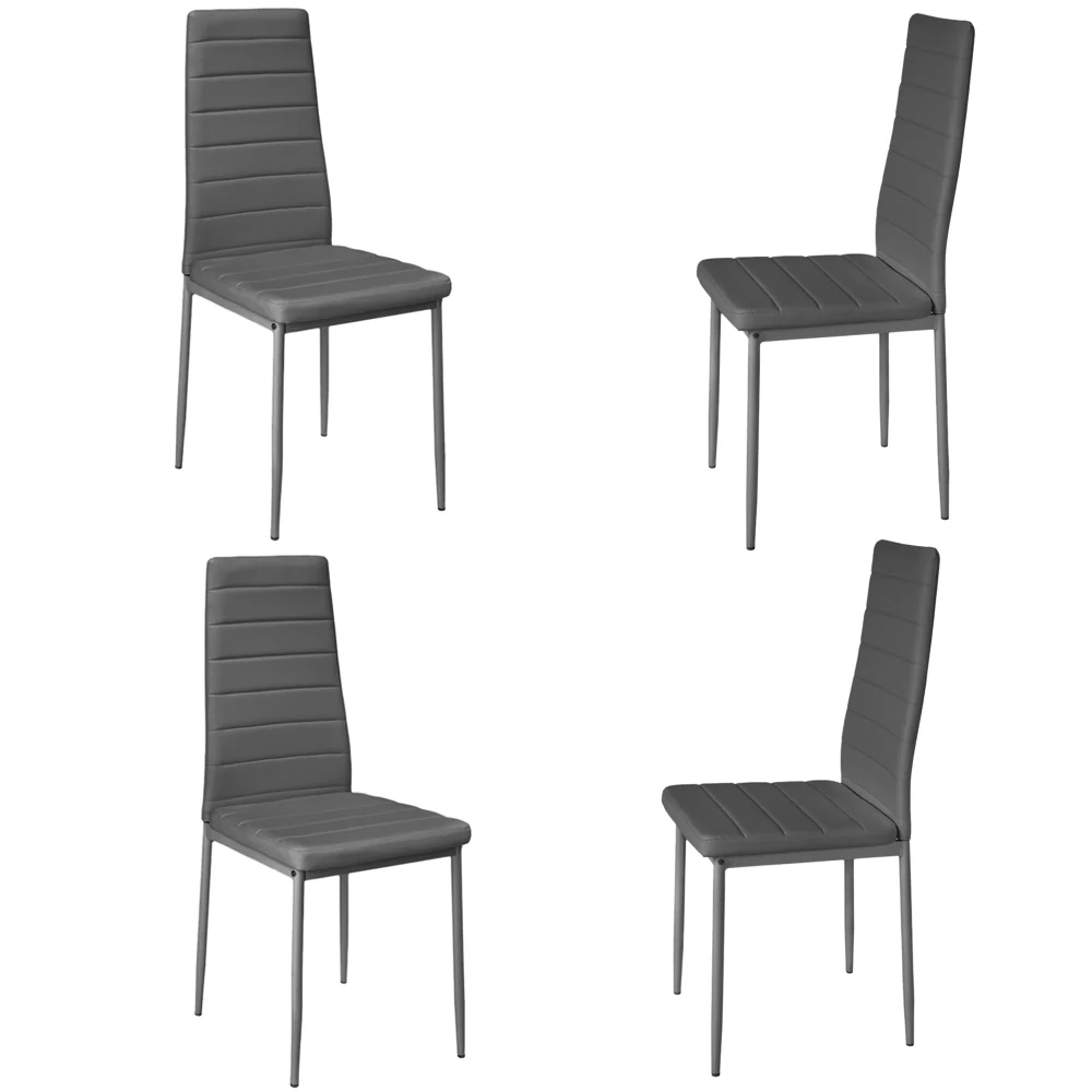 Livingandhome Set of 4 Modern Faux Leather Armless High Back Dining Chairs - Image 3