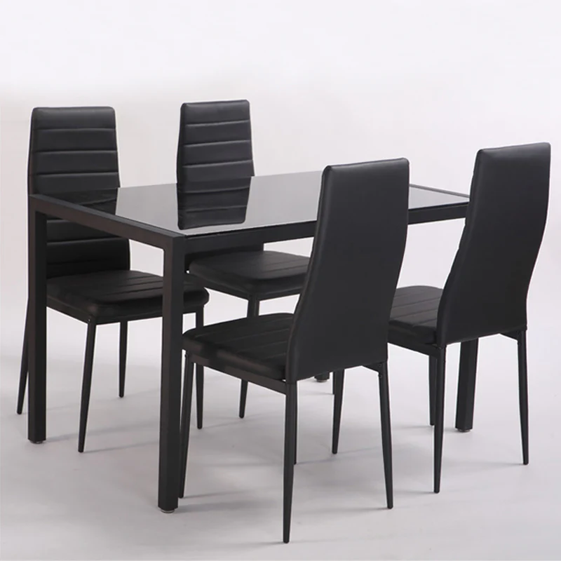 Livingandhome Set of 4 Modern Faux Leather Armless High Back Dining Chairs - Image 3