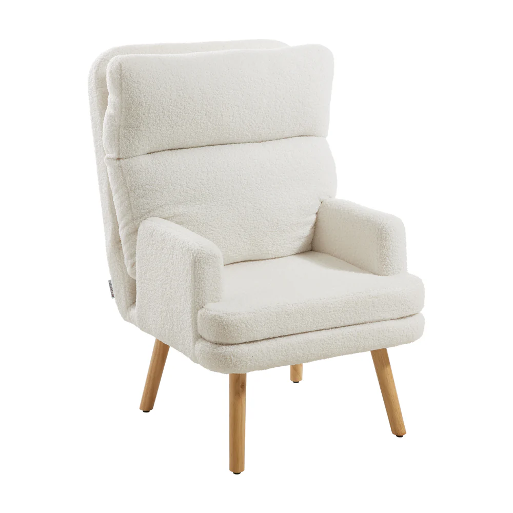 Livingandhome Sherpa Upholstery Lounge Chair and Footstool Set - Image 4