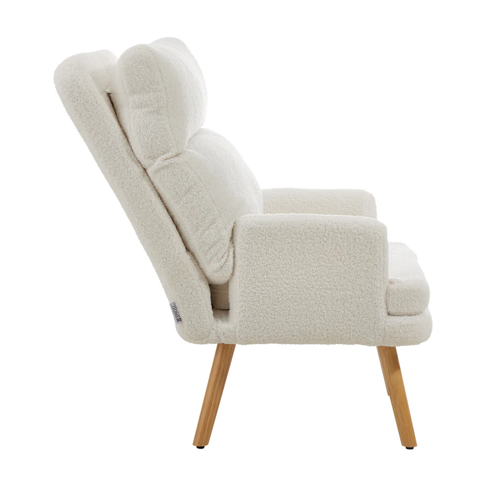 Livingandhome Sherpa Upholstery Lounge Chair and Footstool Set - Image 5