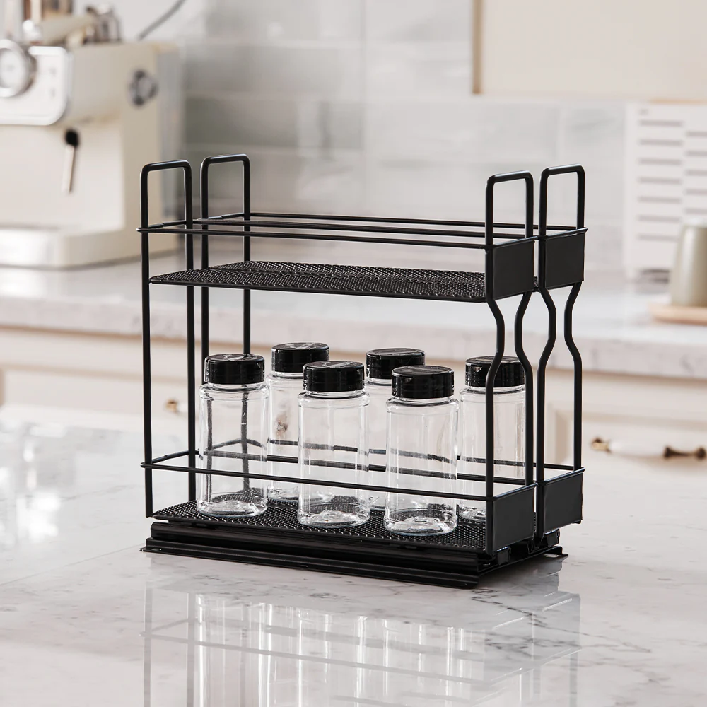 Livingandhome Slide-Out Metal Spice Rack for Cabinet