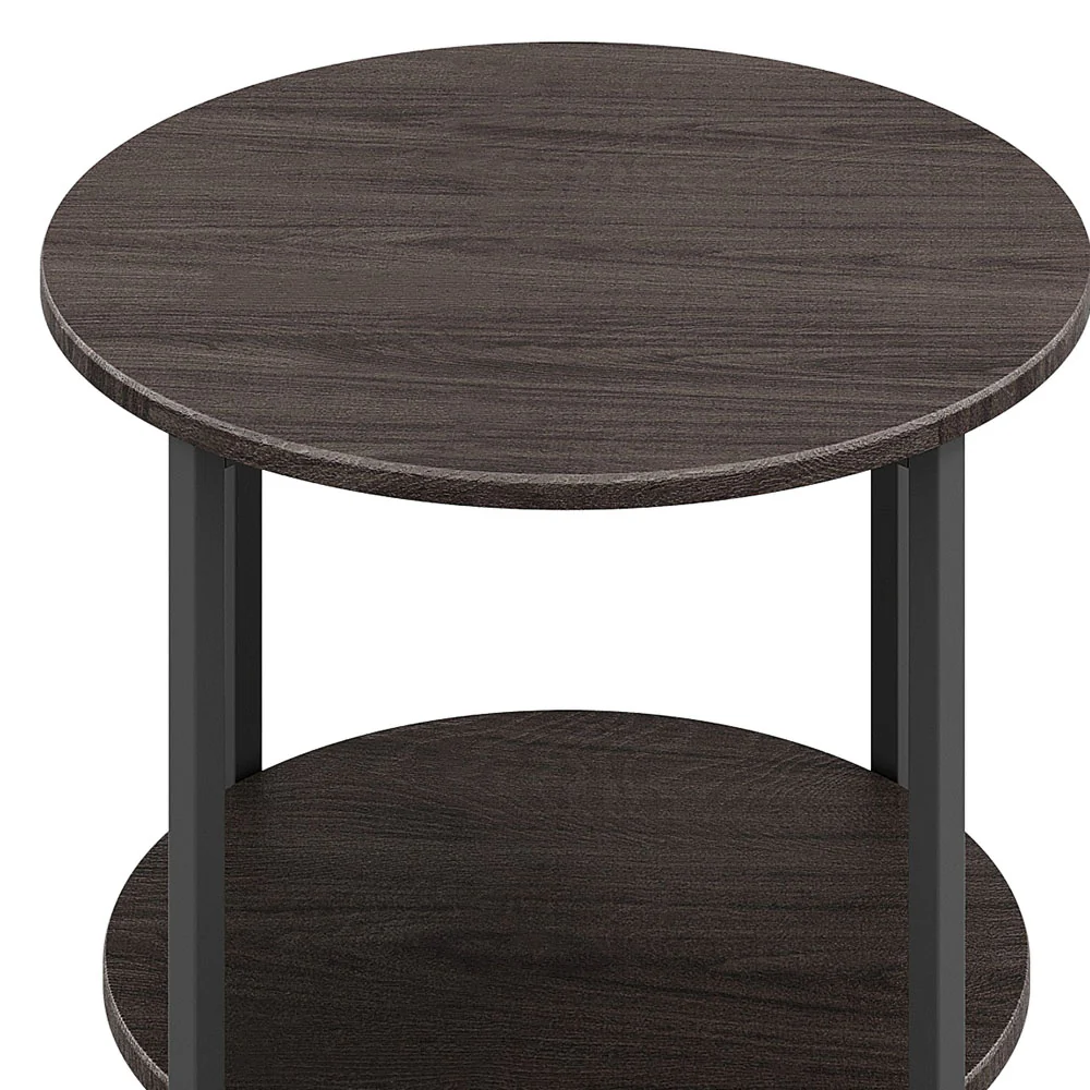 Livingandhome Small Round Coffee Table with 2 Tier - Image 3