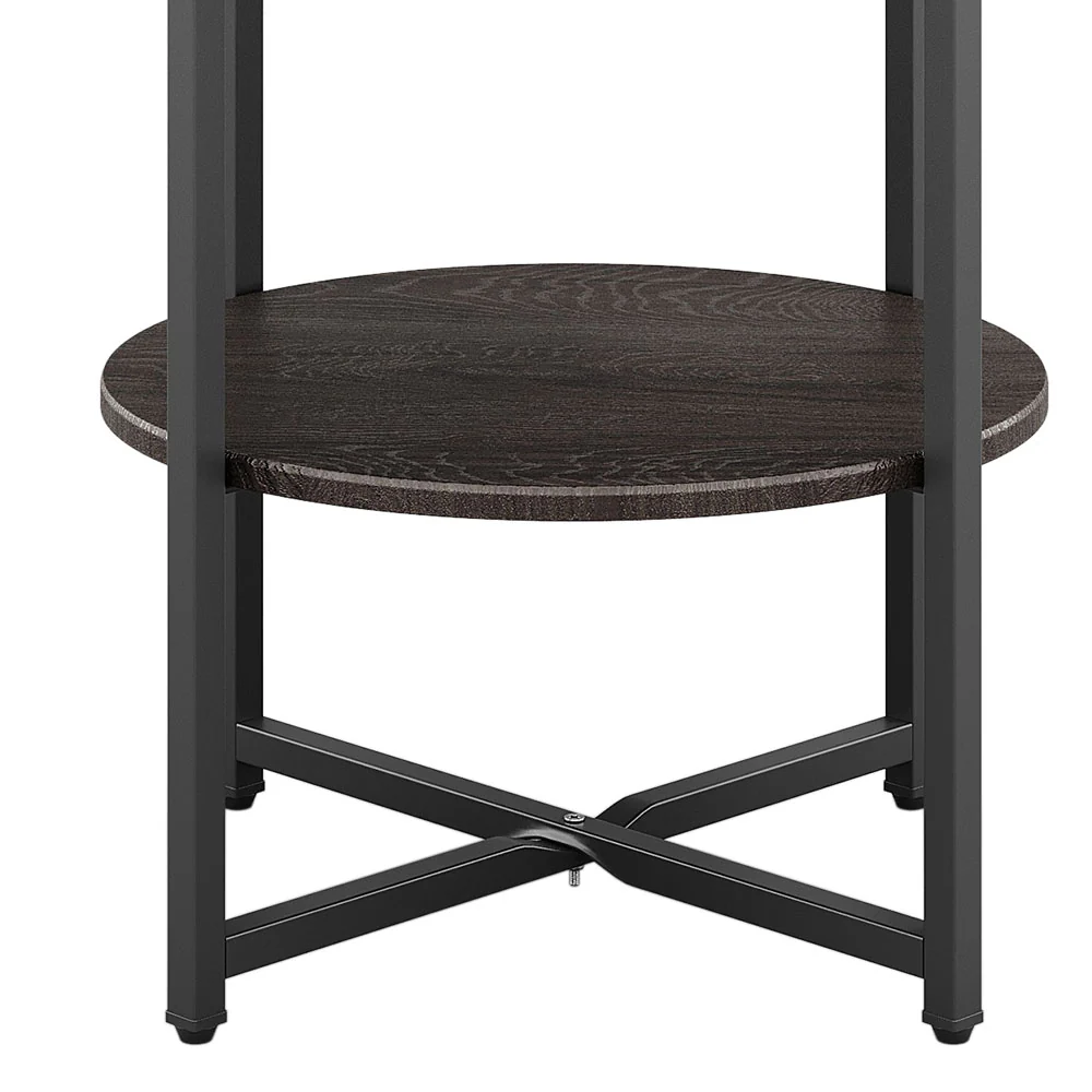 Livingandhome Small Round Coffee Table with 2 Tier - Image 4
