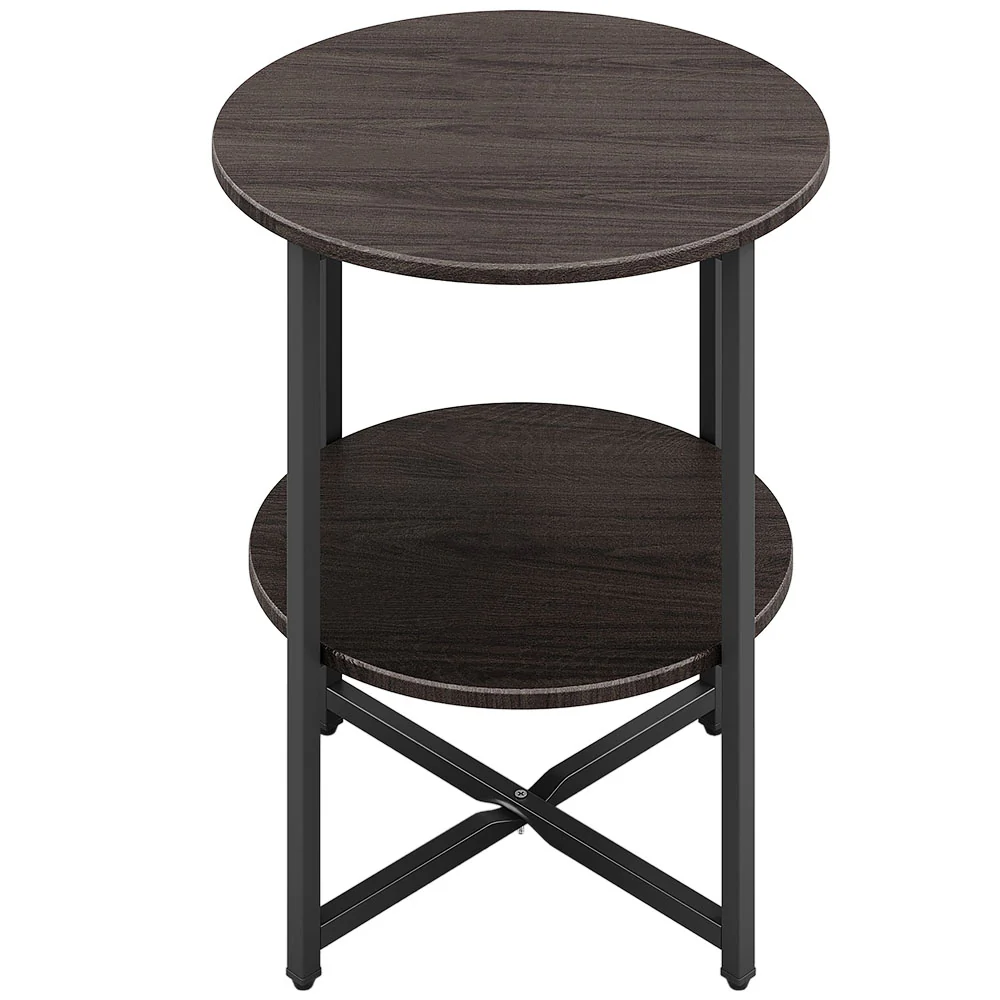 Livingandhome Small Round Coffee Table with 2 Tier - Image 6