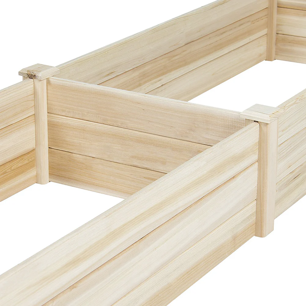 Livingandhome Solid Wood Raised Garden Bed with 2 Compartments - Image 6