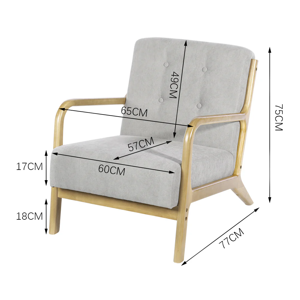 Livingandhome Solid Wooden Frame Upholstered Tufted Armchair - Image 8
