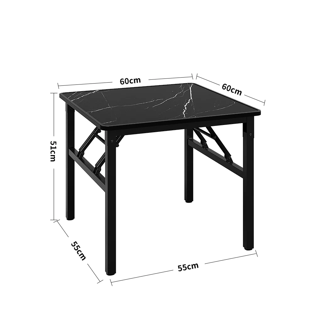 Livingandhome Square 60cm Folding Coffee Table With Marble Effect Top - Image 2