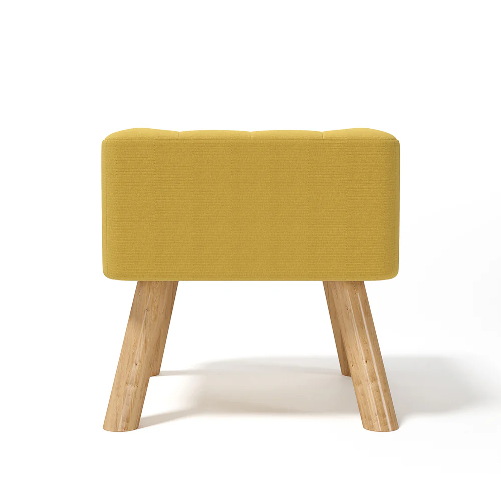 Livingandhome Square Linen Footstool with Pine Legs - Image 3
