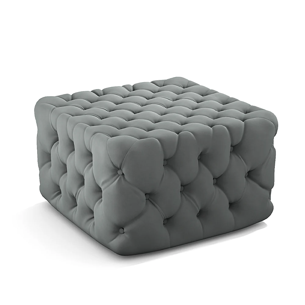 Livingandhome Square Velvet Footstool with Buttons - Image 5