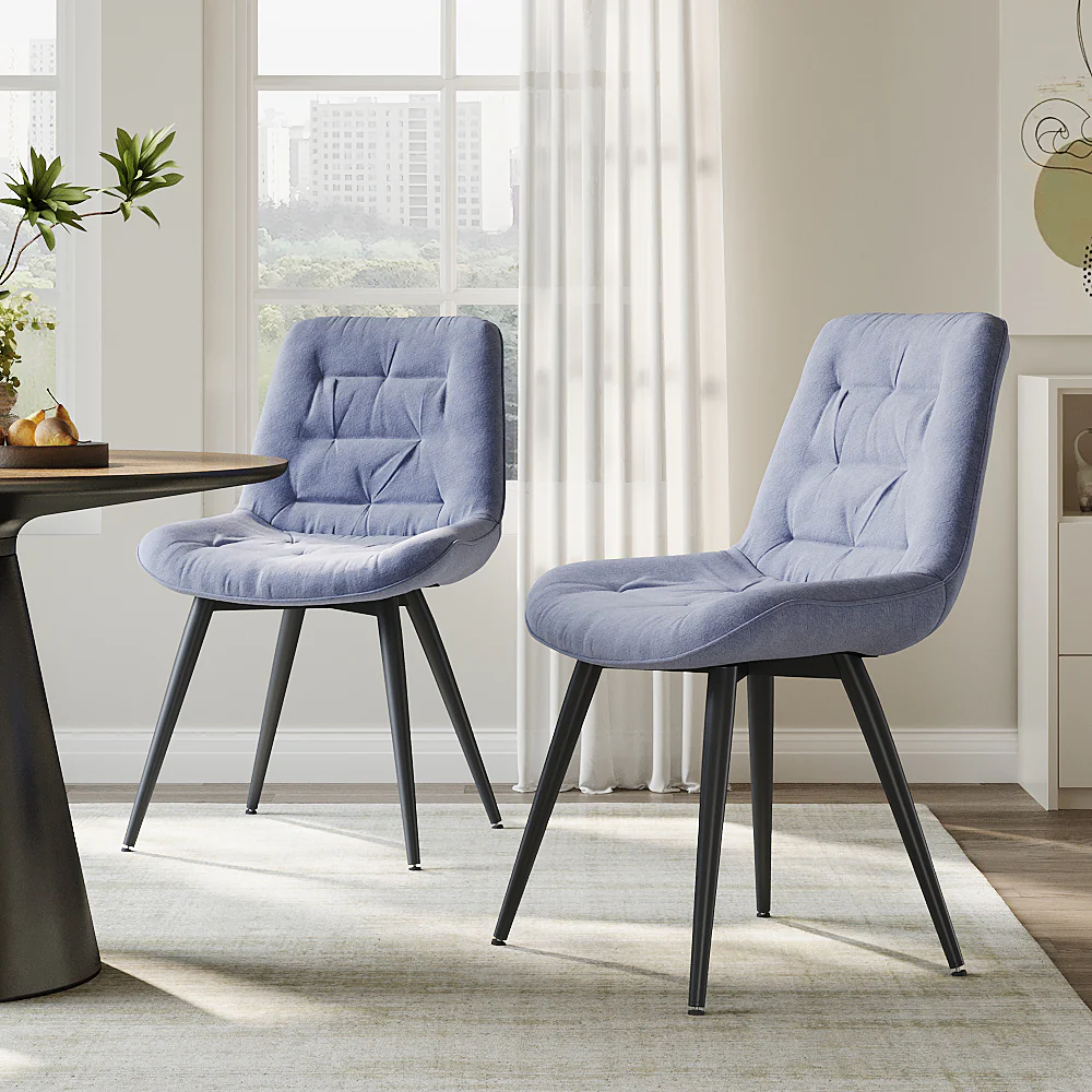 Livingandhome Teddy Fabric Dining Chair With Wooden Frame