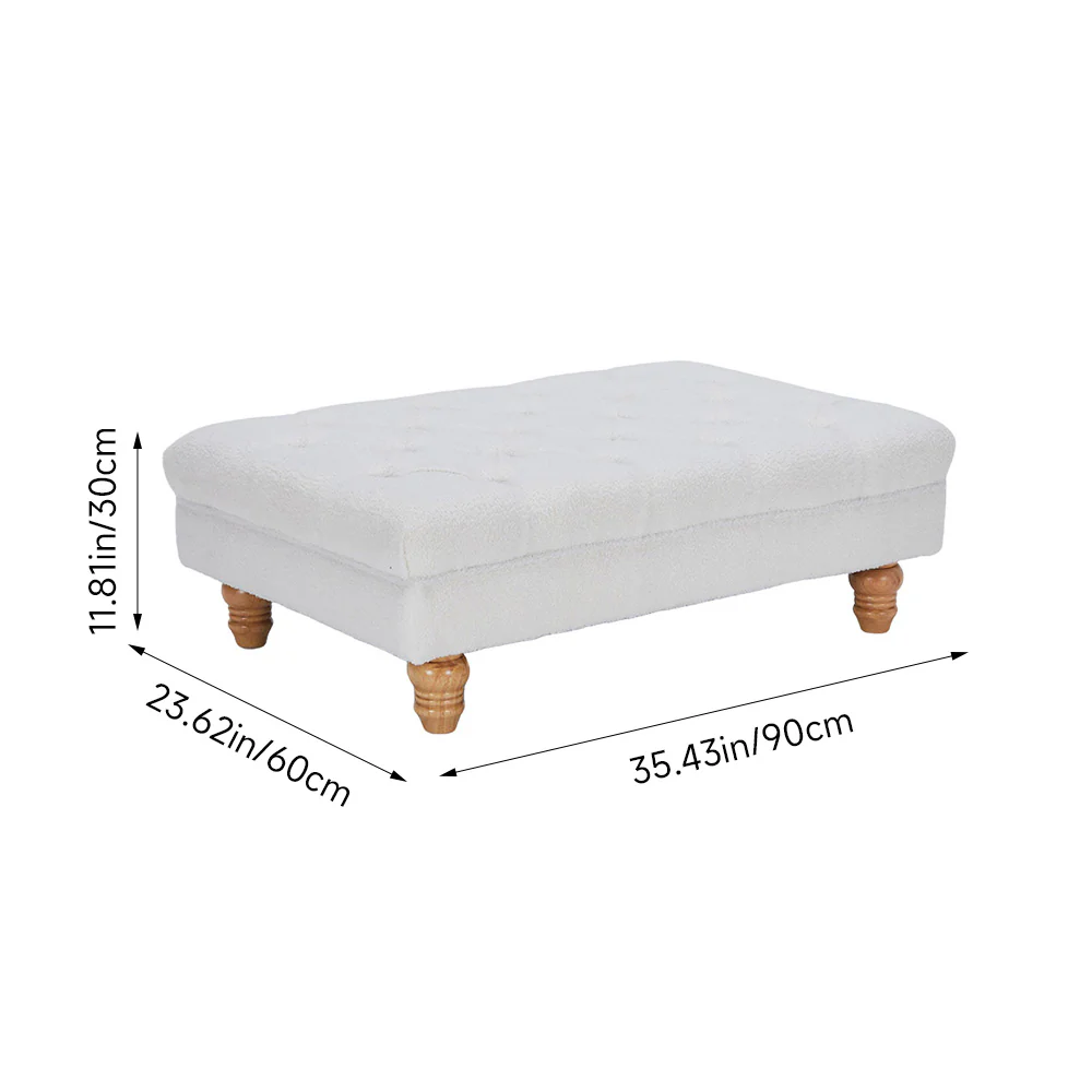 Livingandhome Teddy Fleece Upholstered Footstool - Image 7