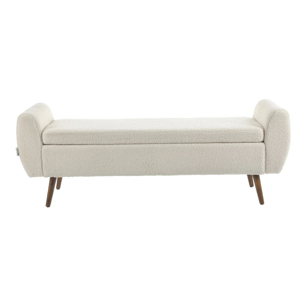 Livingandhome Teddy Fur Upholstered Storage Bench - Image 6