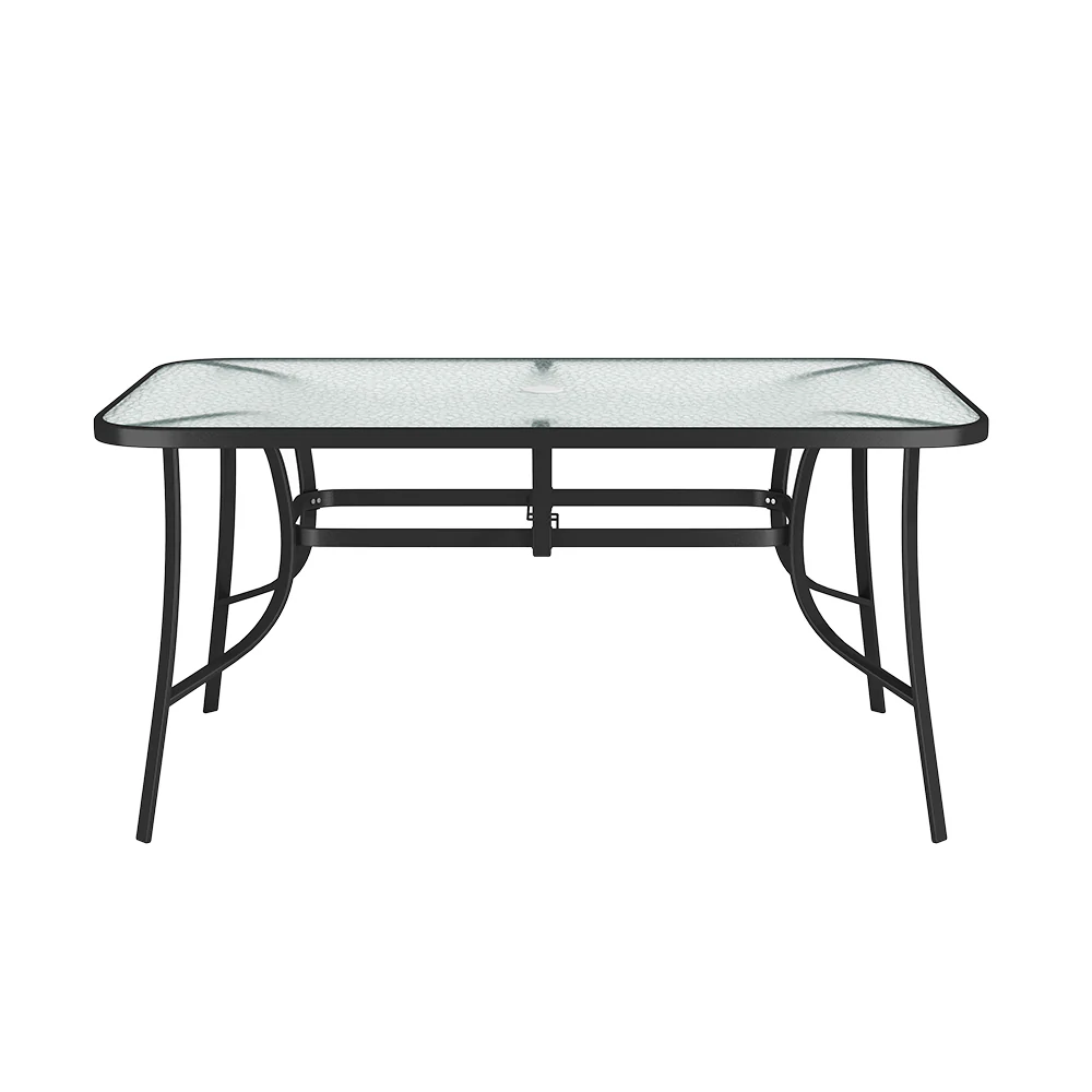Livingandhome Tempered Glass Outdoor Coffee Table With Parasol Hole - Image 3