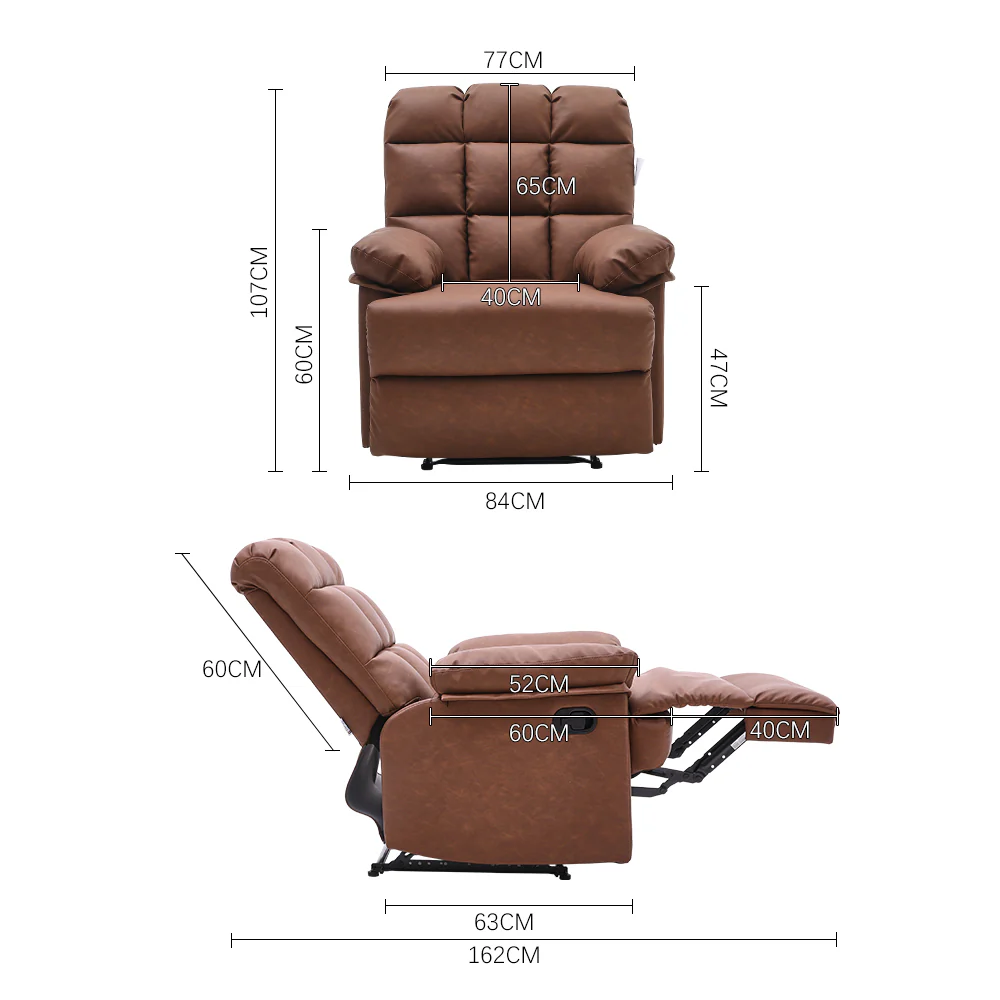 Livingandhome Upholstered Faux Leather Recliner Chair - Image 4