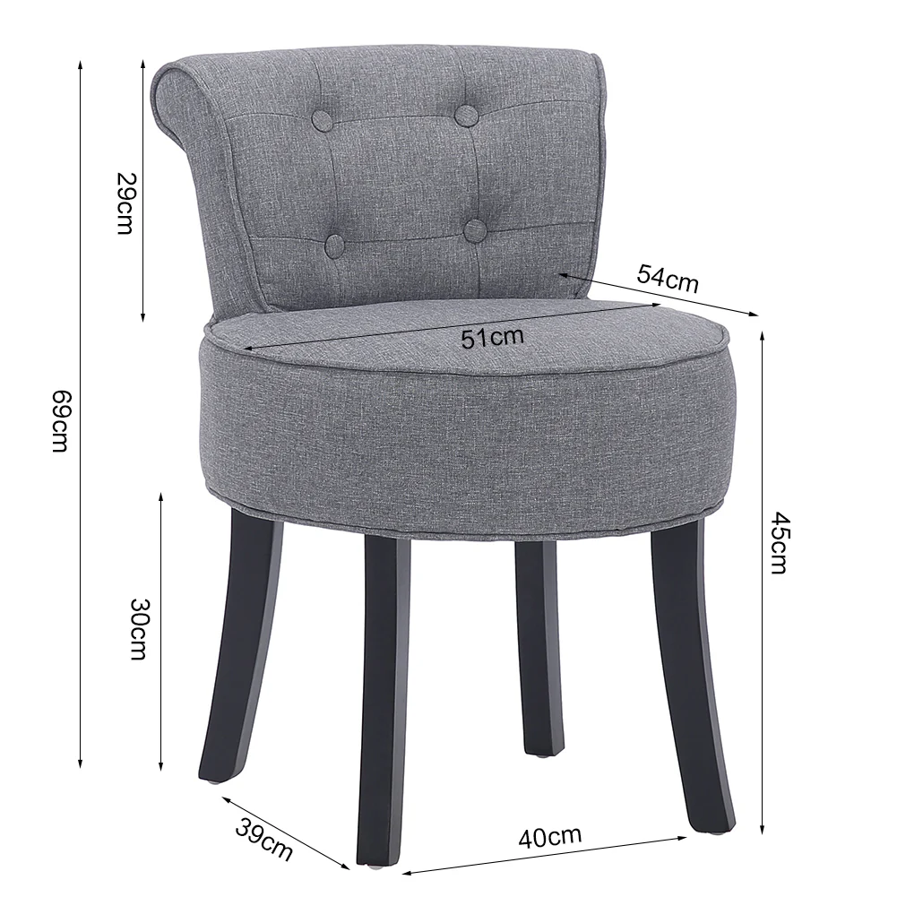 Livingandhome Upholstered Vanity Stool Makeup Dressing Chair - Image 7