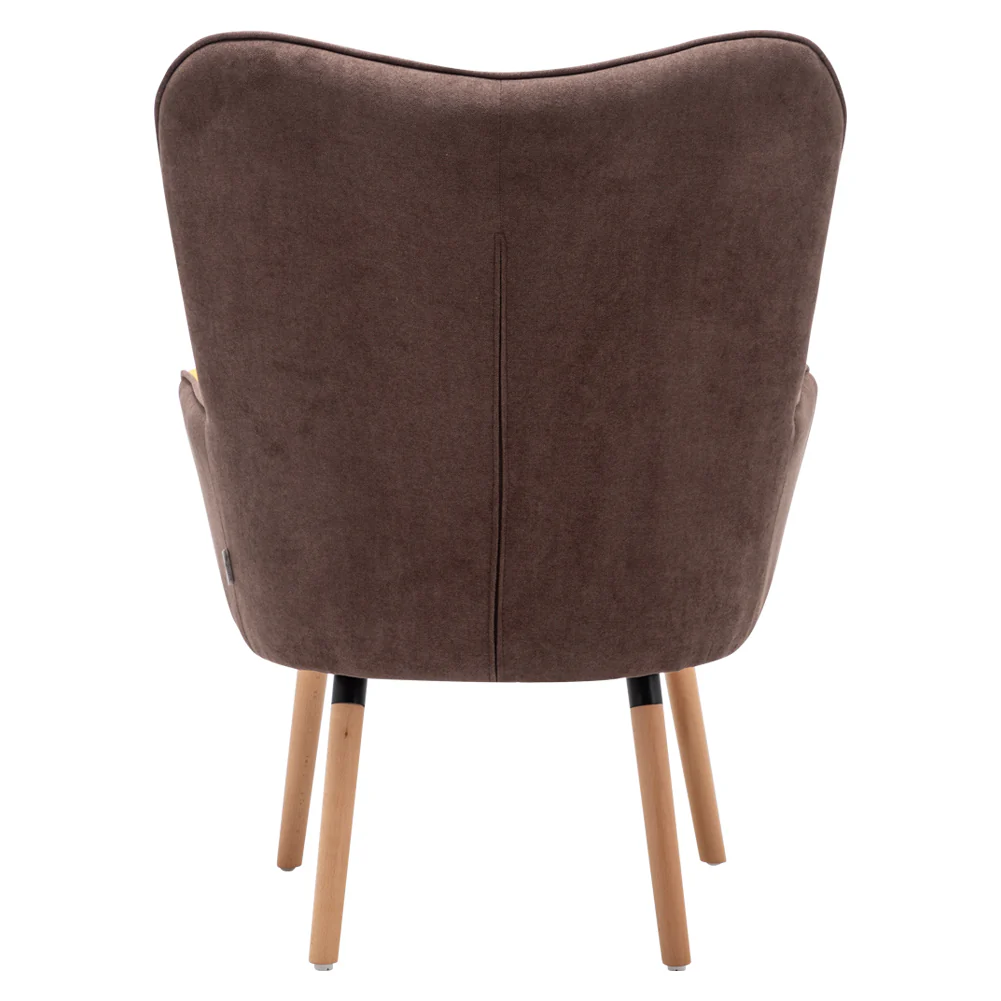 Livingandhome Upholstered Wingback Armchair with Footrest and Cushion - Image 5