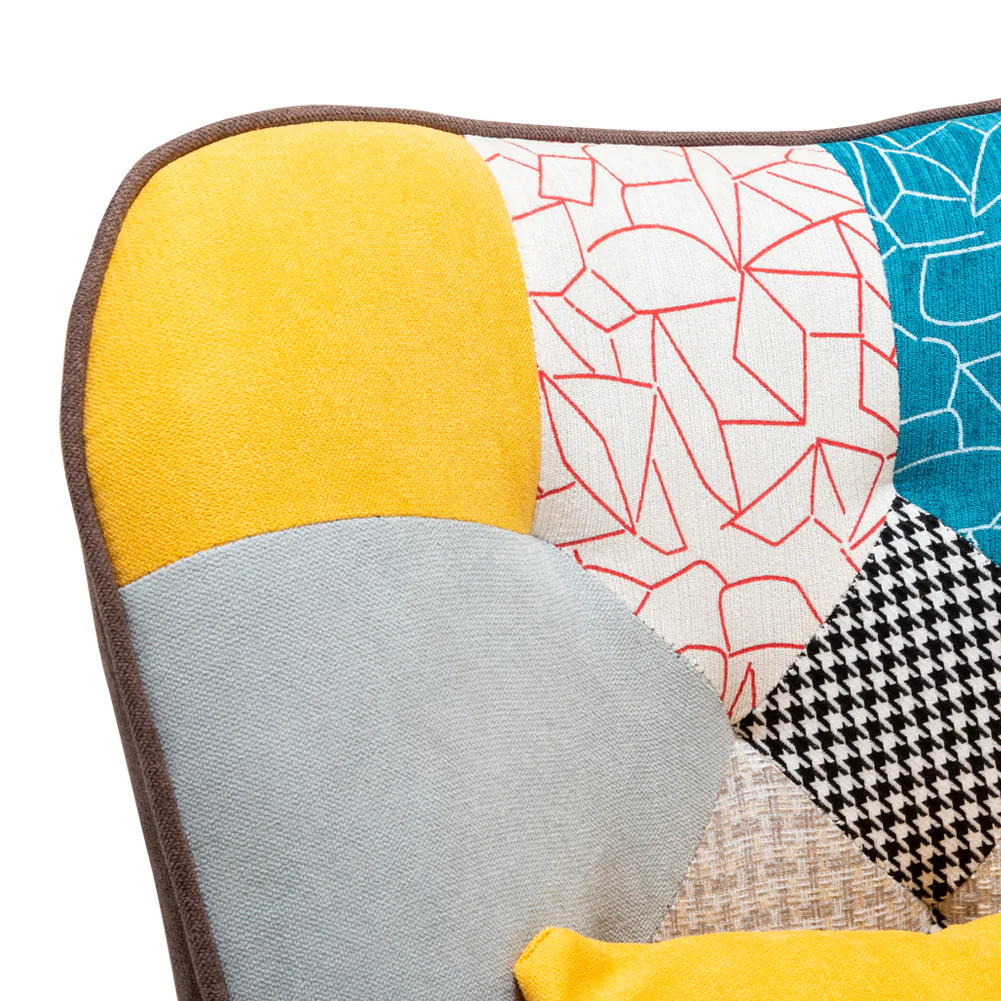 Livingandhome Upholstered Wingback Armchair with Footrest and Cushion - Image 6