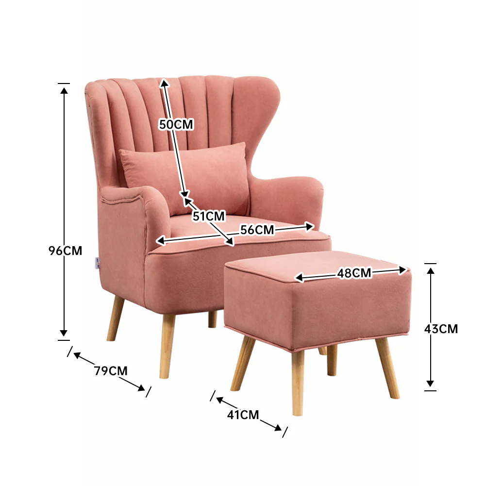 Livingandhome Velvet Armchair with Footstool - Image 5