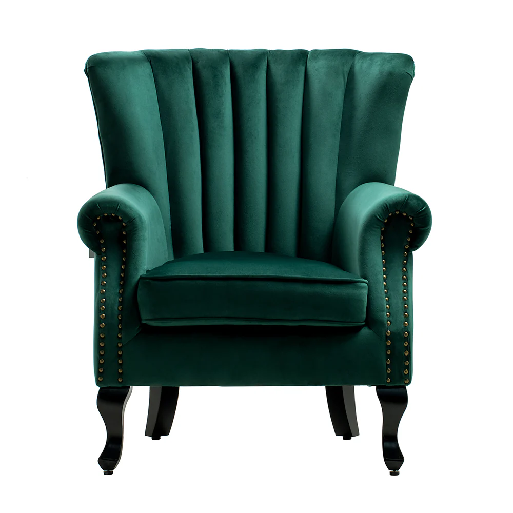Livingandhome Velvet Channel-Tufted Armchair - Image 5