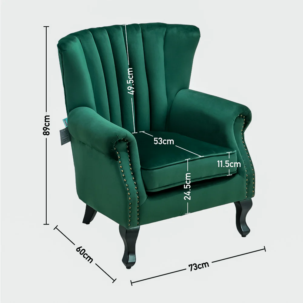 Livingandhome Velvet Channel-Tufted Armchair - Image 7