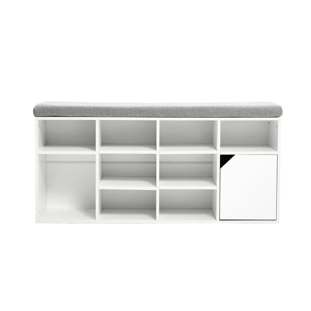 Livingandhome White Padded Shoe Storage Bench - Image 3