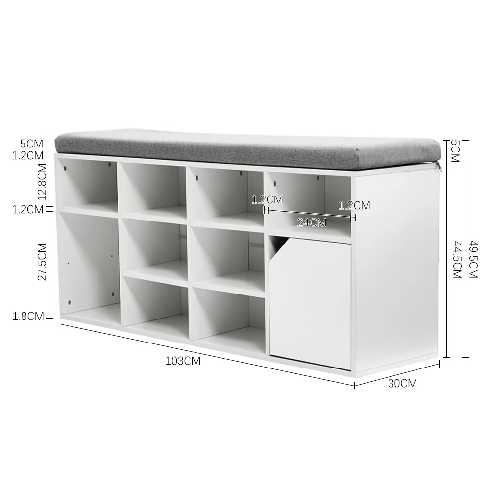 Livingandhome White Padded Shoe Storage Bench - Image 7