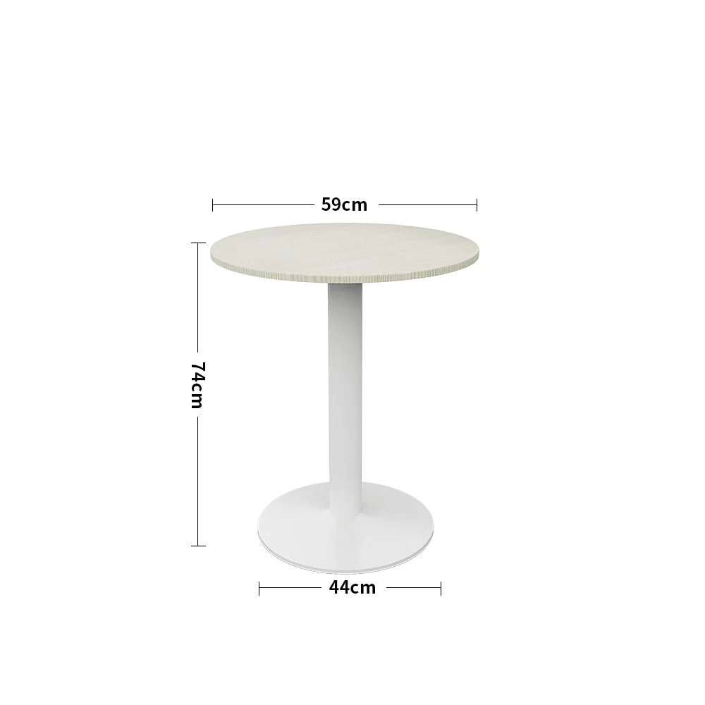 Livingandhome White Round Cafe Table with Metal Base - Image 2