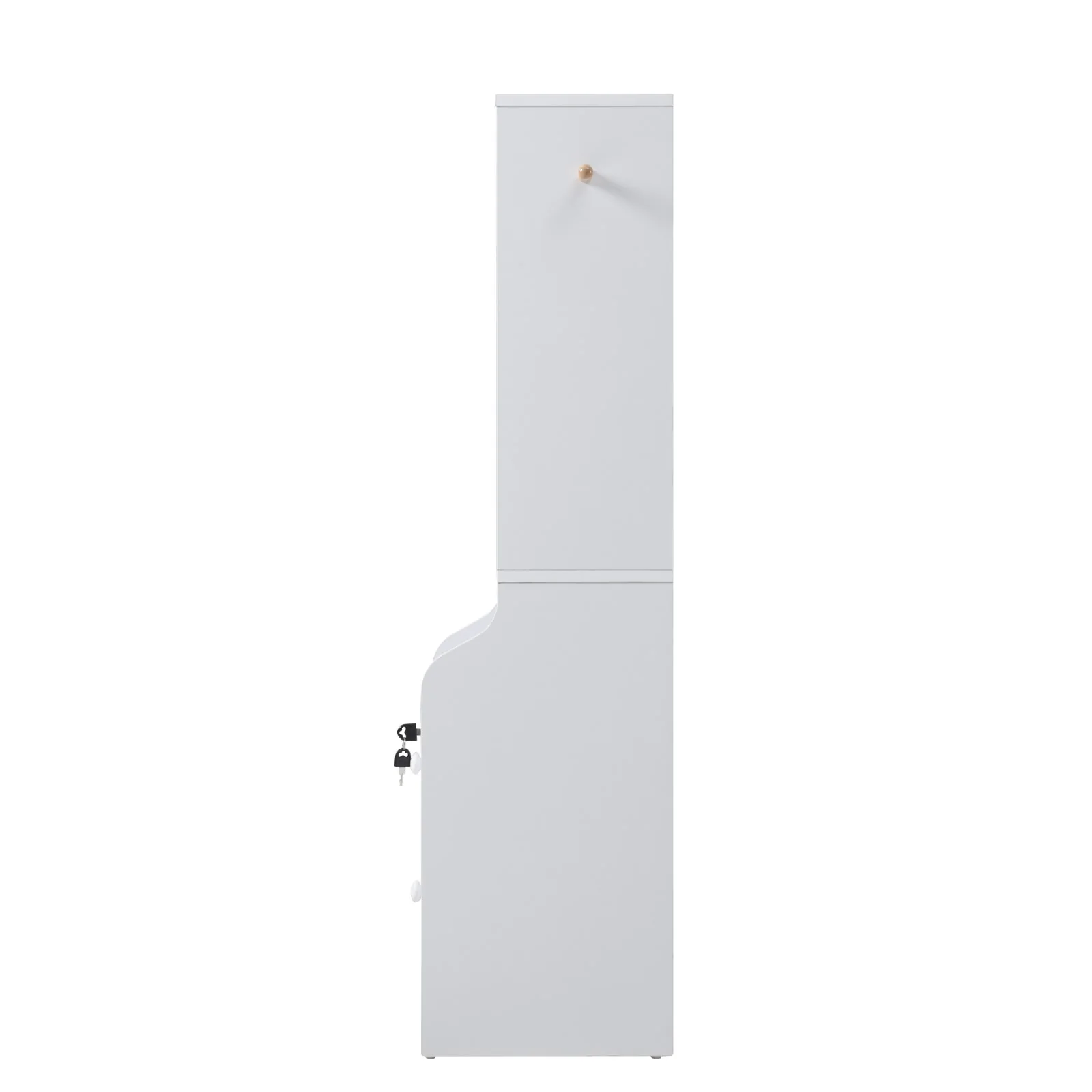 Livingandhome White Slim Storage Shelving Unit with Lockable Drawer - Image 5