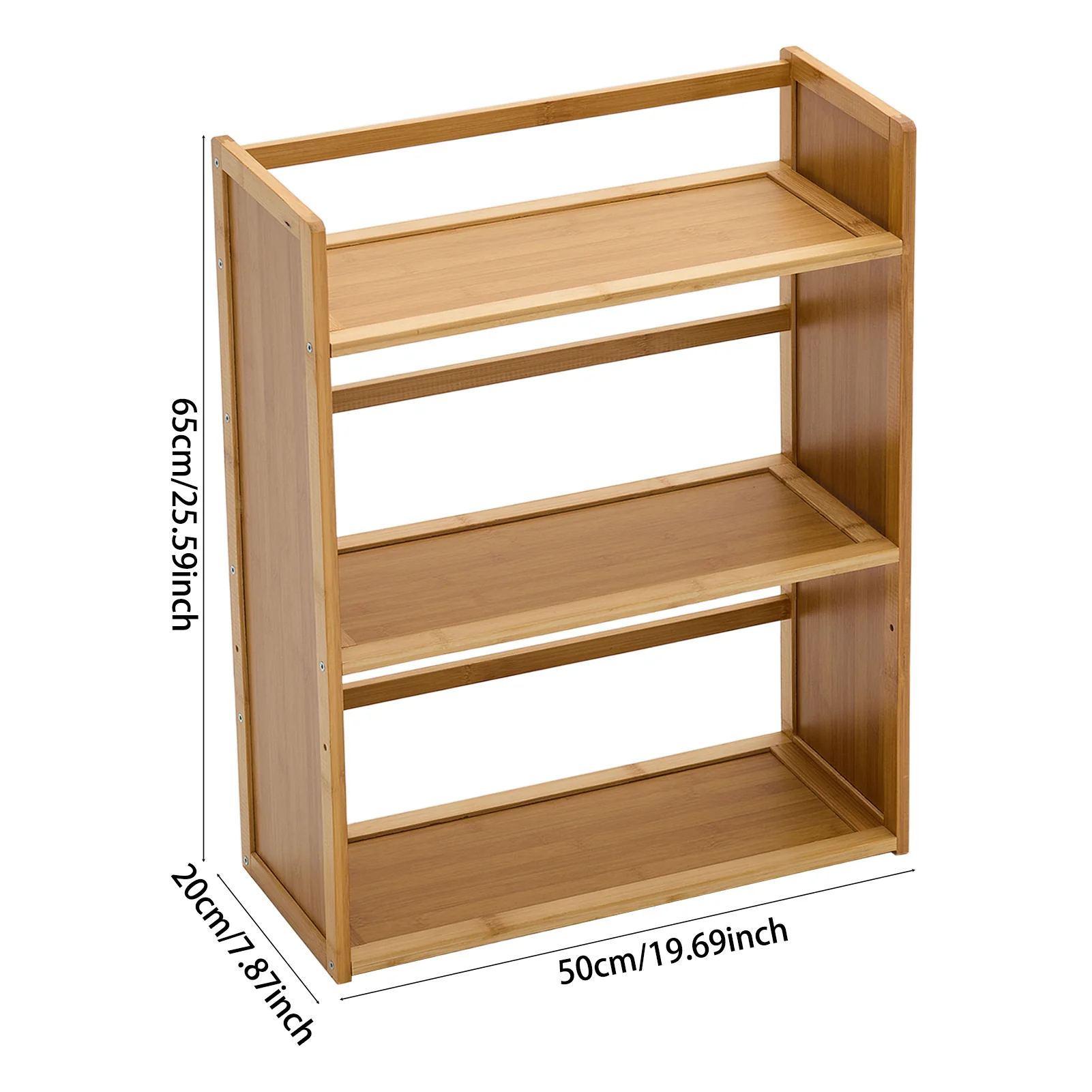 Livingandhome Wooden Bamboo 3-Tier Desk Bookshelf Organizer - Image 4