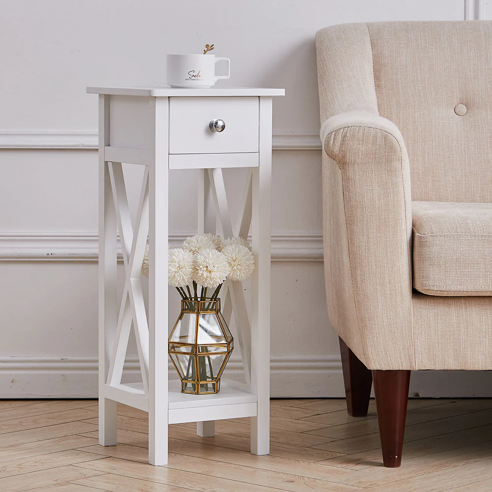 Livingandhome Wooden One Drawer Slim Side Table