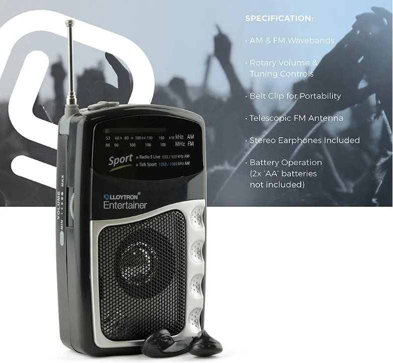 Lloytron 2Band Entertainer Sports Radio With Earphones - Image 6