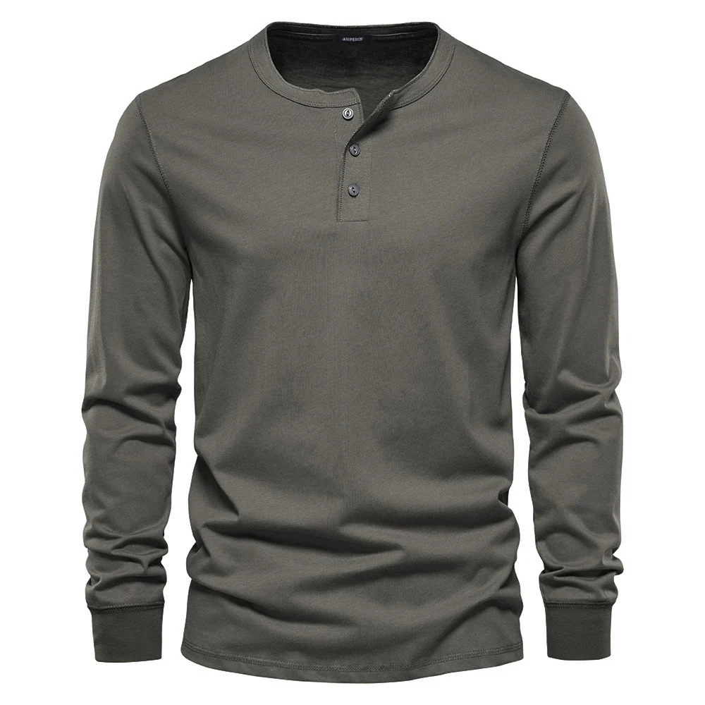 Long-Sleeved Henley T-Shirt - Image 2