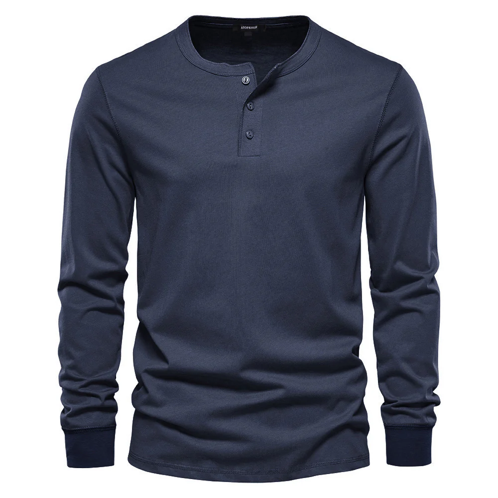 Long-Sleeved Henley T-Shirt - Image 2