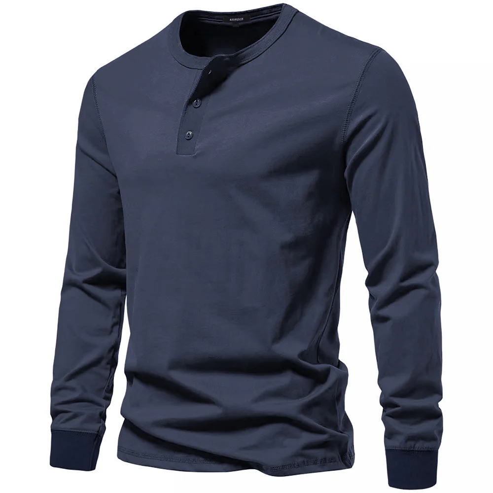 Long-Sleeved Henley T-Shirt - Image 3
