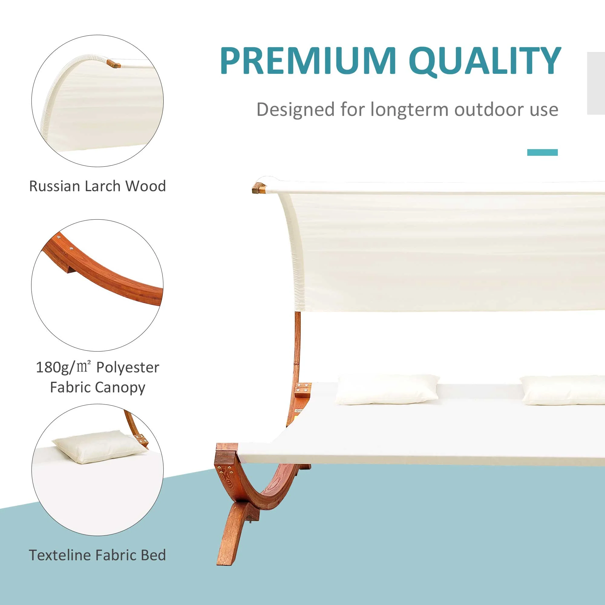 Outsunny Lounger Wooden Double Hammock - Image 5