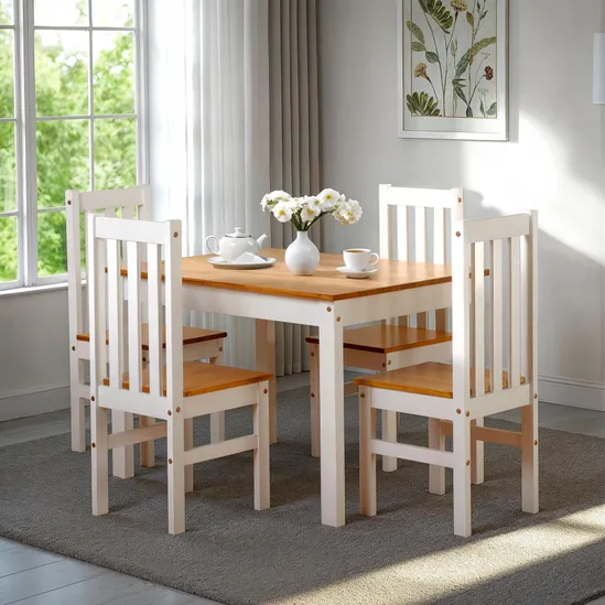 LUDLOW 1+4 DINING SET - WHITE/OAK EFFECT - Image 5