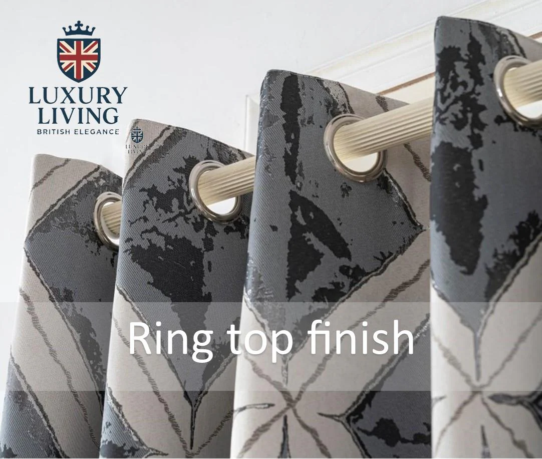 Luxury Diamond Jacquard Fully Lined Ring Top Curtains with Metallic Thread Charcoal/Silver - Image 5