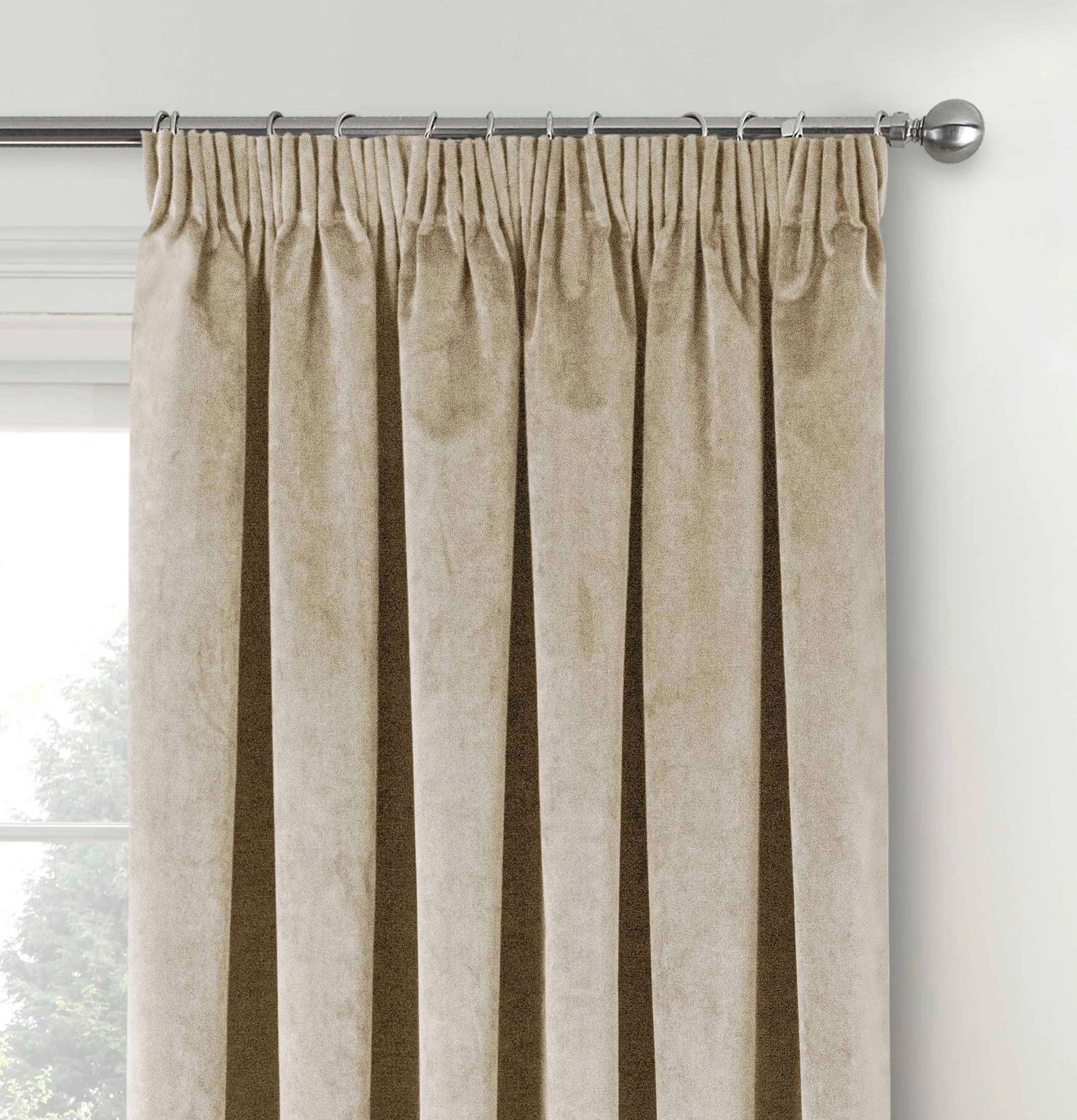 Luxury Enhanced Living Cream Velvet, Supersoft, 100% Blackout, Thermal Curtains with Tape Top - Pair - Image 3