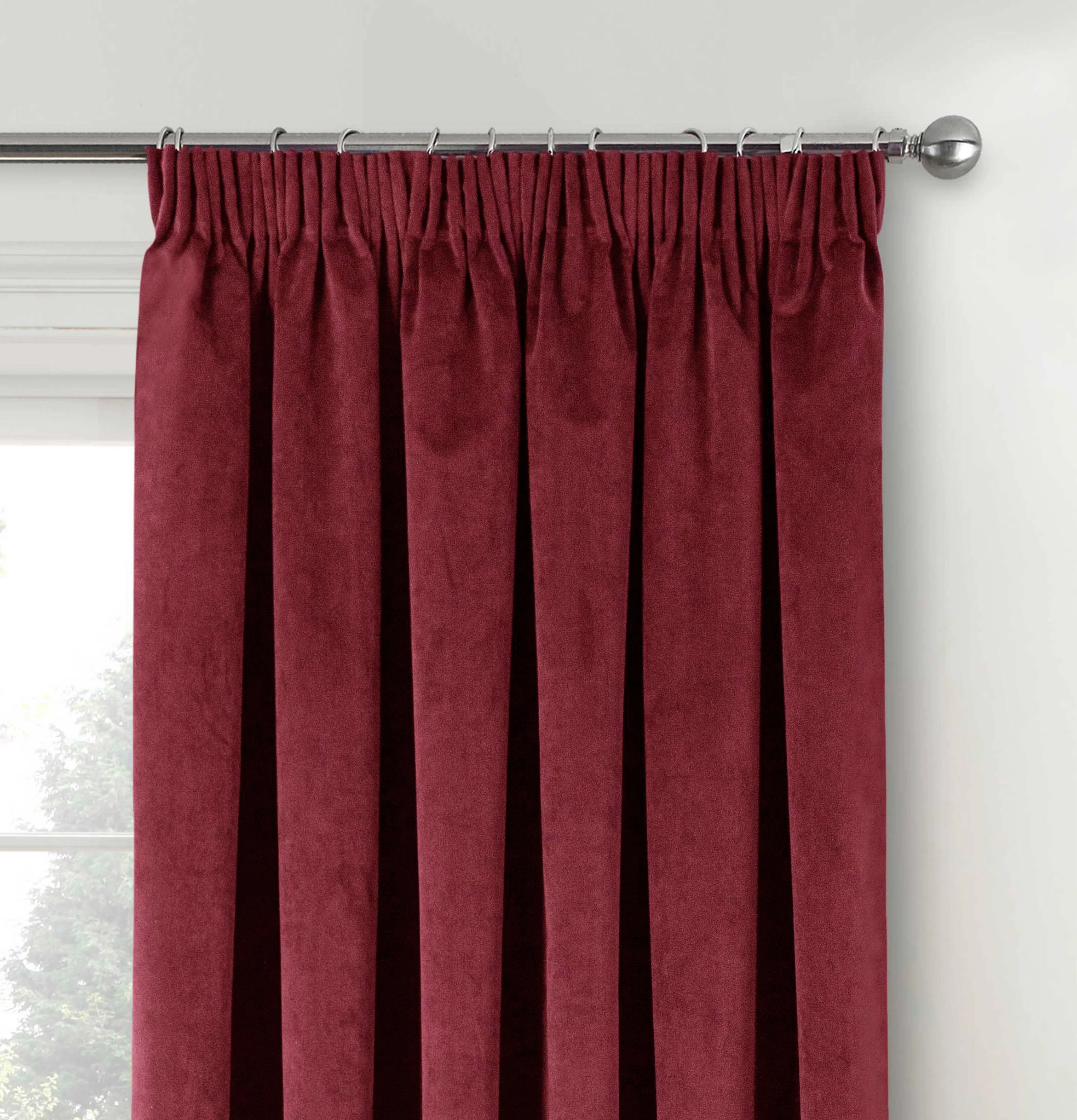 Luxury Enhanced Living Red Velvet, Supersoft, 100% Blackout, Thermal Curtains with Tape Top - Red - Image 3