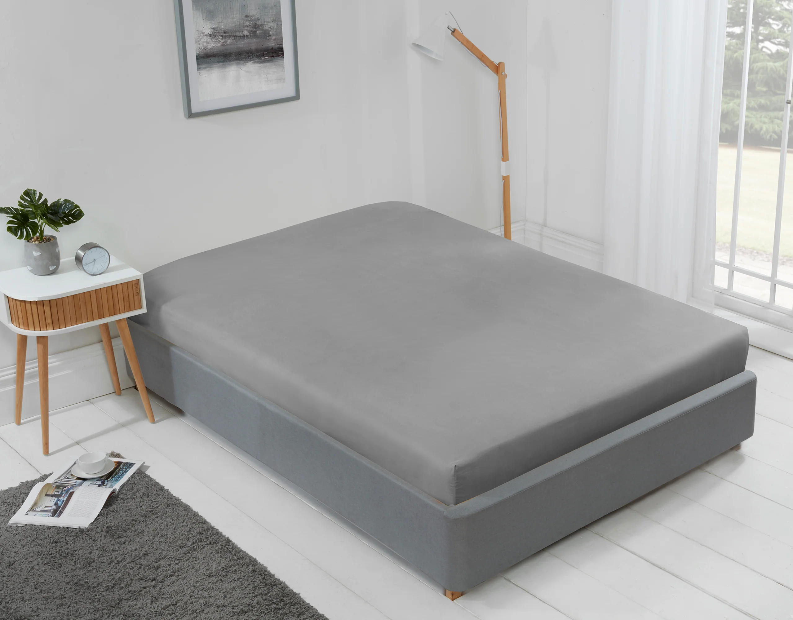Lyla Fitted Sheet In Grey - King Size