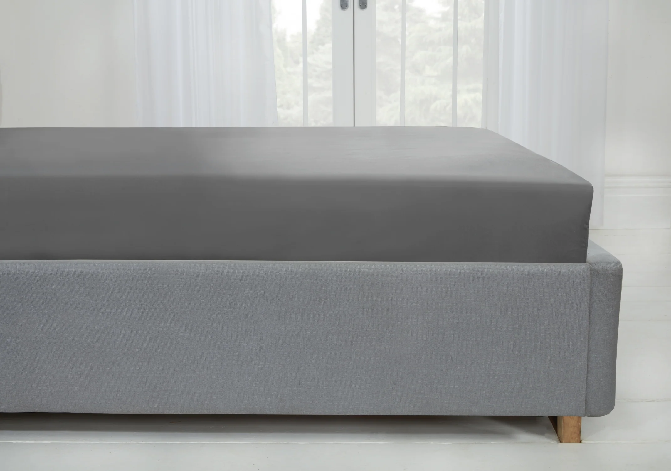 Lyla Fitted Sheet In Grey - King Size - Image 2