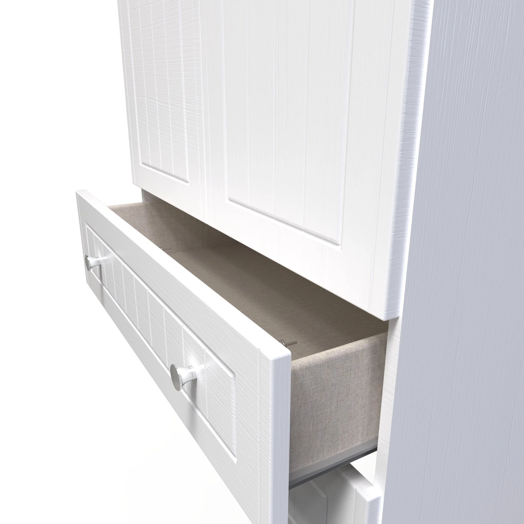Lynton Ready Assembled 2 Door 2 Drawer Wardrobe In Porcelain Ash & Bardolino Oak - Image 12