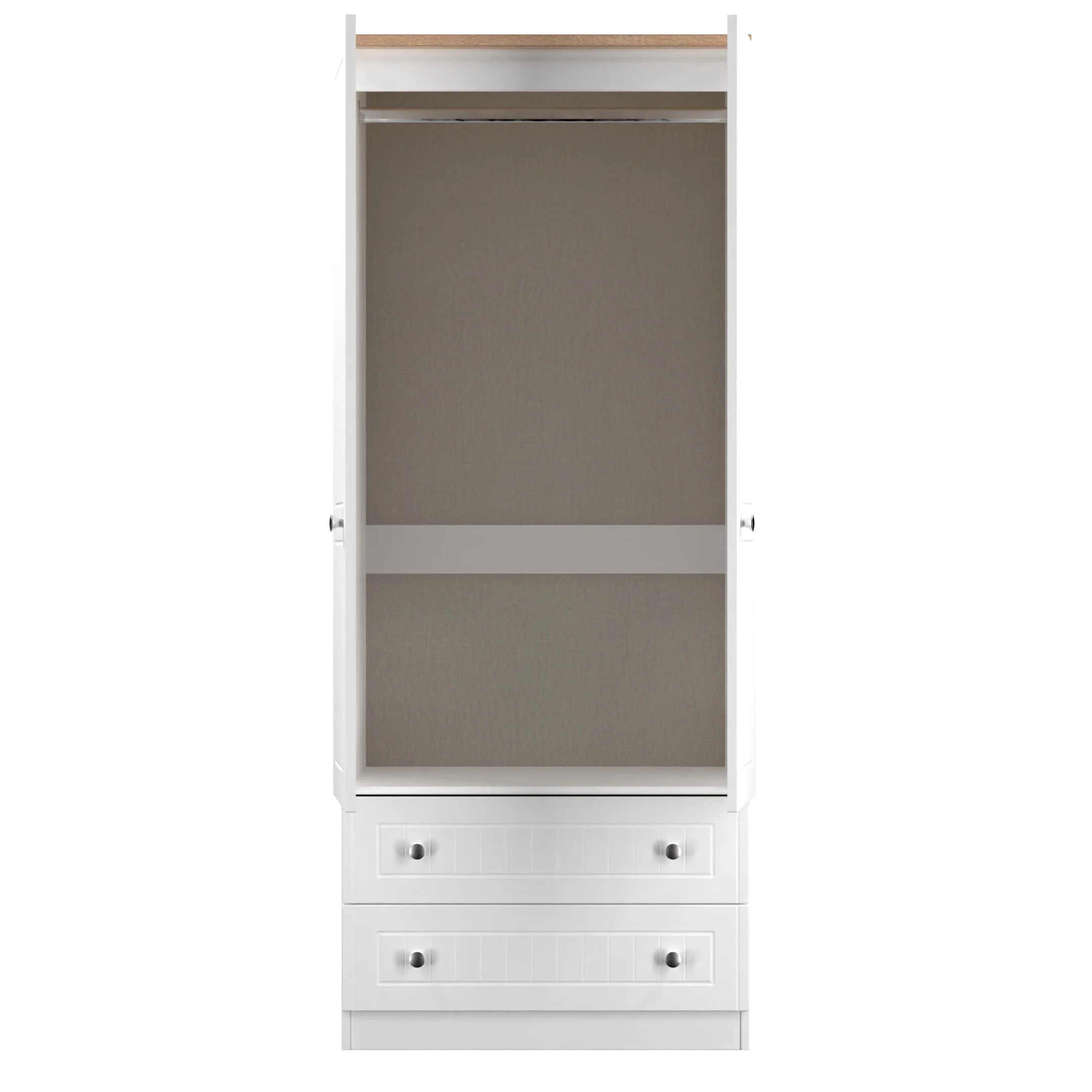 Lynton Ready Assembled 2 Door 2 Drawer Wardrobe In Porcelain Ash & Bardolino Oak - Image 13