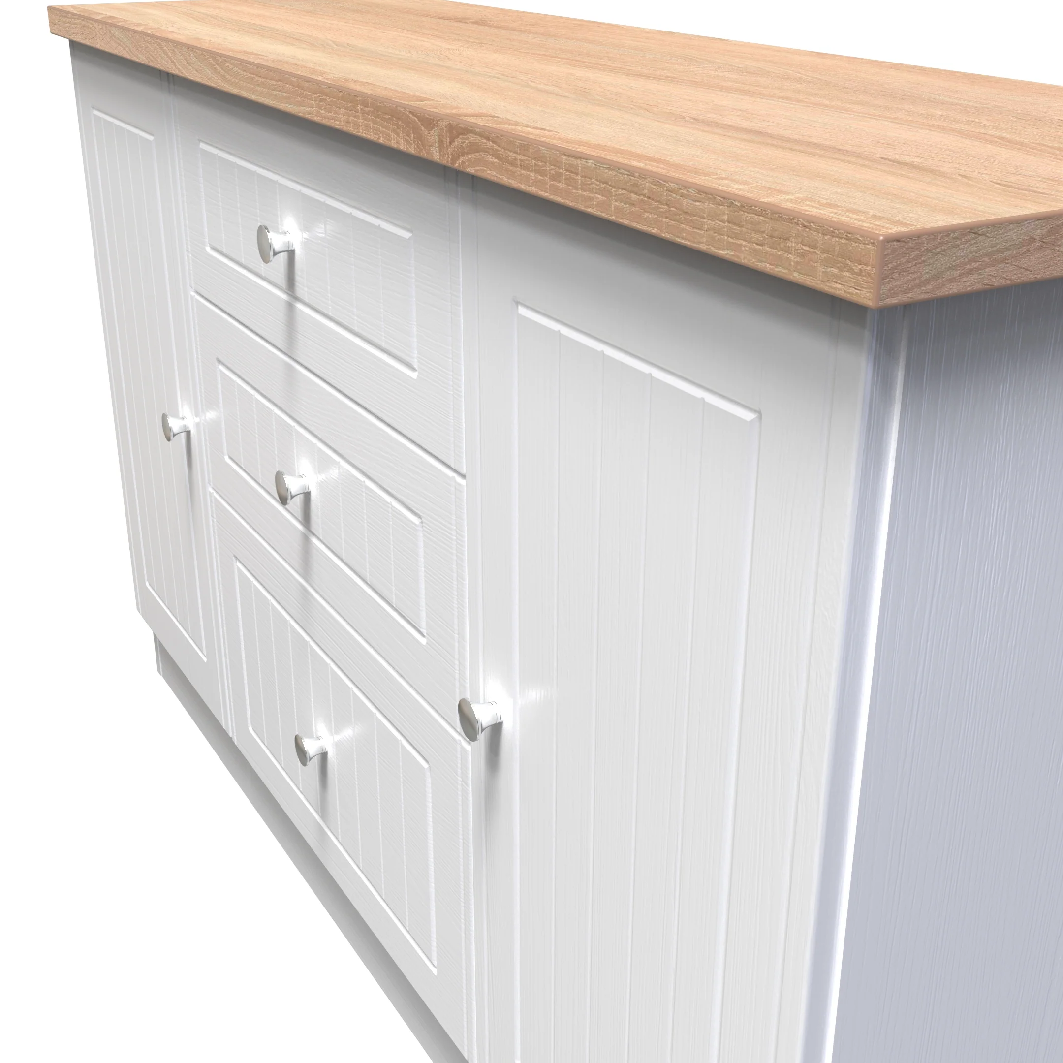 Lynton Ready Assembled 2 Door 3 Drawer Sideboard In Porcelain Ash & Bardolino Oak - Image 4