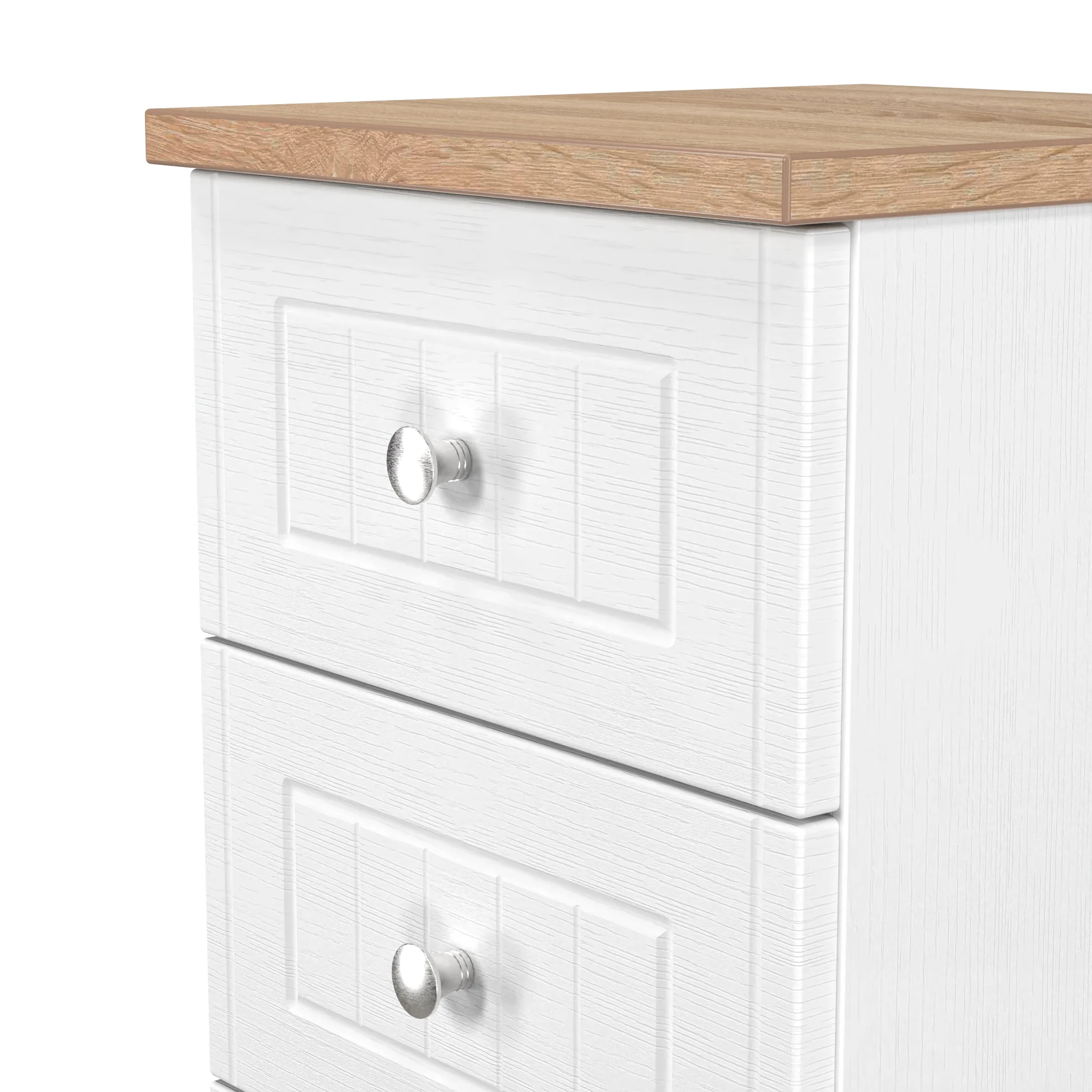 Lynton Ready Assembled 3 Drawer Bedside Cabinet In Porcelain Ash & Bardolino Oak - Image 5